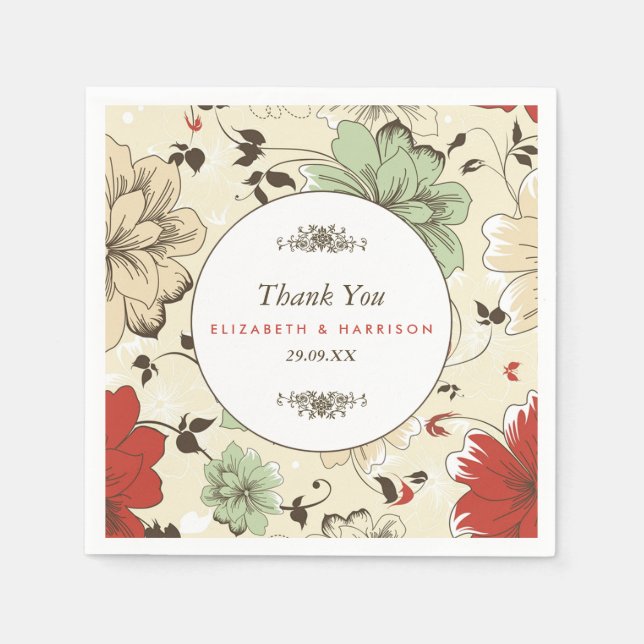 Servilleta De Papel Moda de cosecha Boda floral (Anverso)