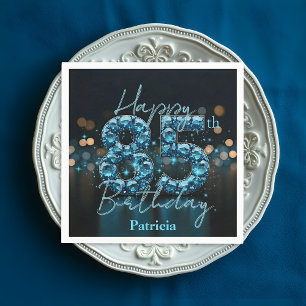 Servilleta De Papel Moda de lujo Sapphire Azul y Negro 85 cumpleaños