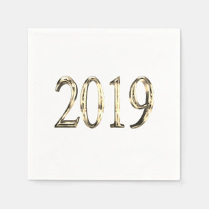 Servilleta De Papel Moda de números elegante de oro de Año Nuevo 2019