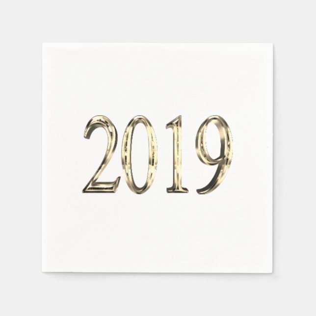 Servilleta De Papel Moda de números elegante de oro de Año Nuevo 2019 (Anverso)