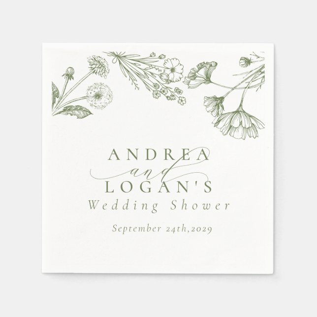 Servilleta De Papel Moda del Boho de Flores Silvestres Ducha nupcial (Anverso)