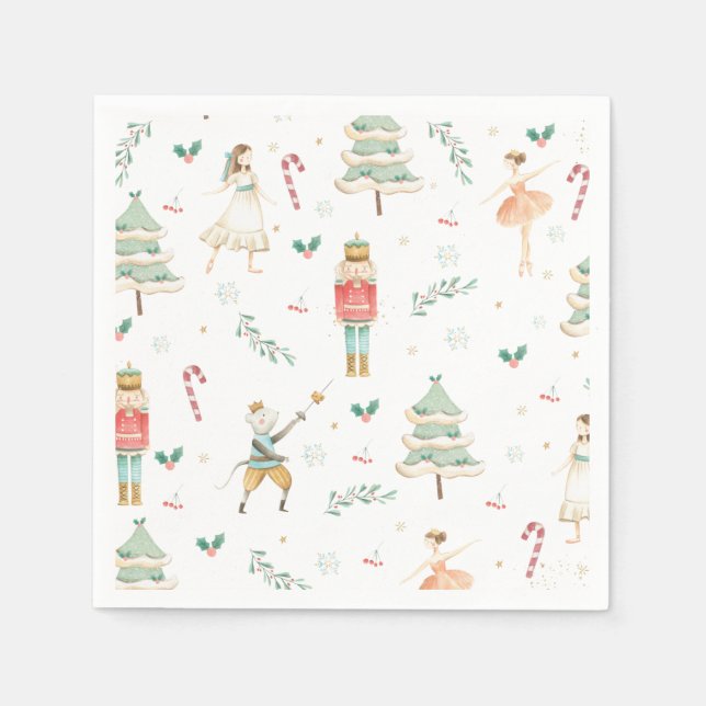 Servilleta De Papel Moda El Ballet Nutcracker Feliz Fiesta de Navidad (Anverso)
