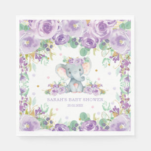 Servilleta De Papel Moda Elefante Morado Baby Shower Cumpleaños