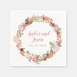 Servilleta De Papel moda elegante floral floral wreath personalizada