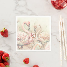 Servilleta De Papel Moda elegante Monograma Flamingo Personalizado