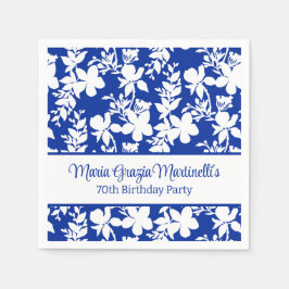 Servilleta De Papel Moda elegante Patrón floral azul blanco