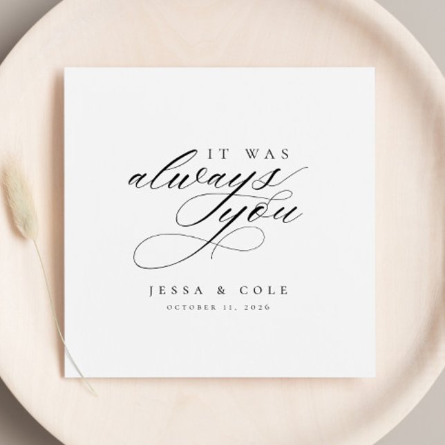 Servilleta De Papel Moda Elegante Romántico Guión Boda Personalizado (Subido por el creador)