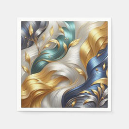 Servilleta De Papel Moda Elegante Swirls en oro, plata, azul, amarillo