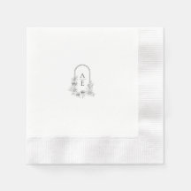 Moda Escudo blanco y negro Monograma Boda Napkin