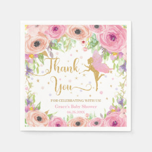 Servilleta De Papel Moda Fairy Floral Gold Cumpleaños Baby Shower