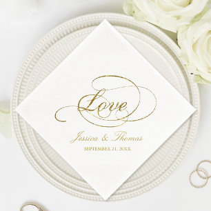 Servilleta De Papel Moda Faux Relieve metalizado dorado Wedding Planti