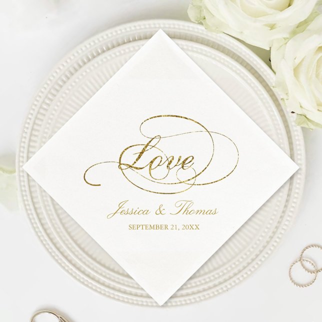Servilleta De Papel Moda Faux Relieve metalizado dorado Wedding Planti (Subido por el creador)