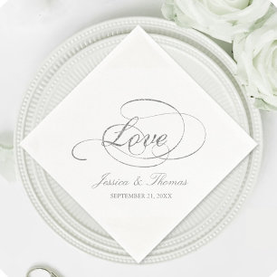 Servilleta De Papel Moda Faux Relieve metalizado plateado Wedding Plan