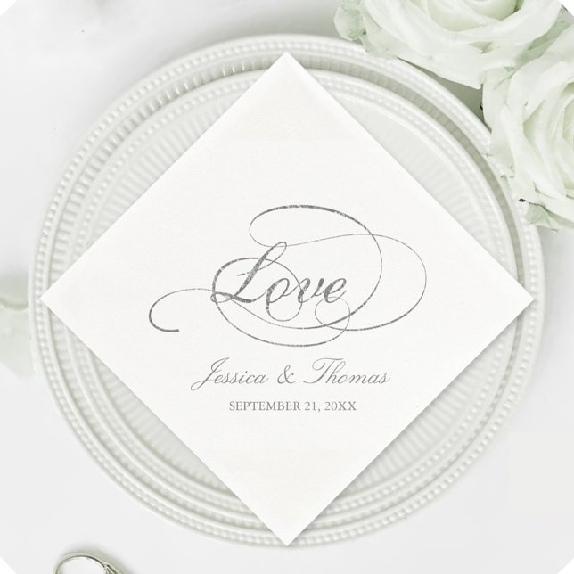 Servilleta De Papel Moda Faux Relieve metalizado plateado Wedding Plan (Subido por el creador)