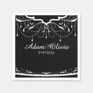Servilleta De Papel Moda Floral Chandelier Boda negro