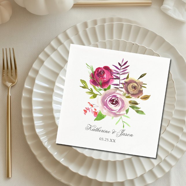 Servilleta De Papel Moda Fuchsia Floral Rosa Romántica Boda Jardín (Subido por el creador)