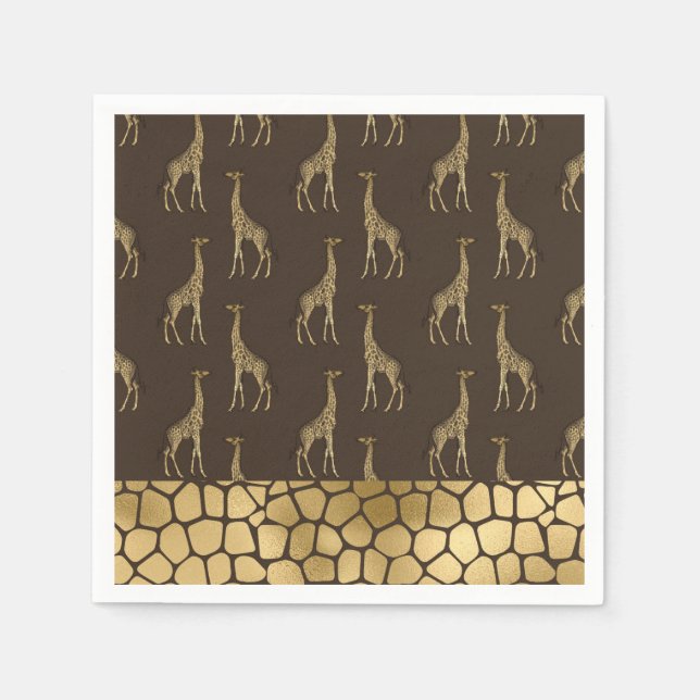 Servilleta De Papel Moda Giraffe de Oro Elegante (Anverso)