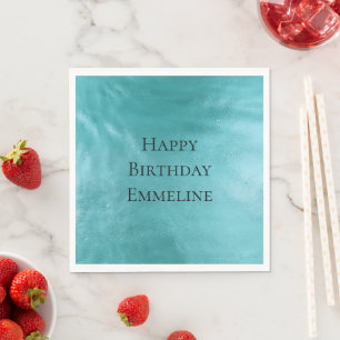 Servilleta De Papel Moda Glam Girly Aqua Turquoise Blue Birday