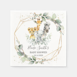 Servilleta De Papel Moda Greenery Jungle Animales Baby Shower Cumpleañ