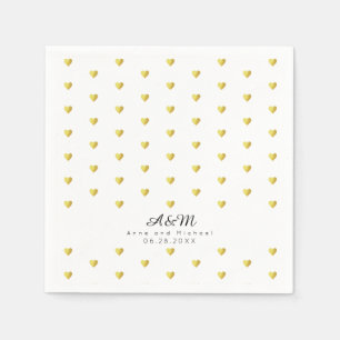 Servilleta De Papel Moda imitación patrón de corazones de oro en boda 