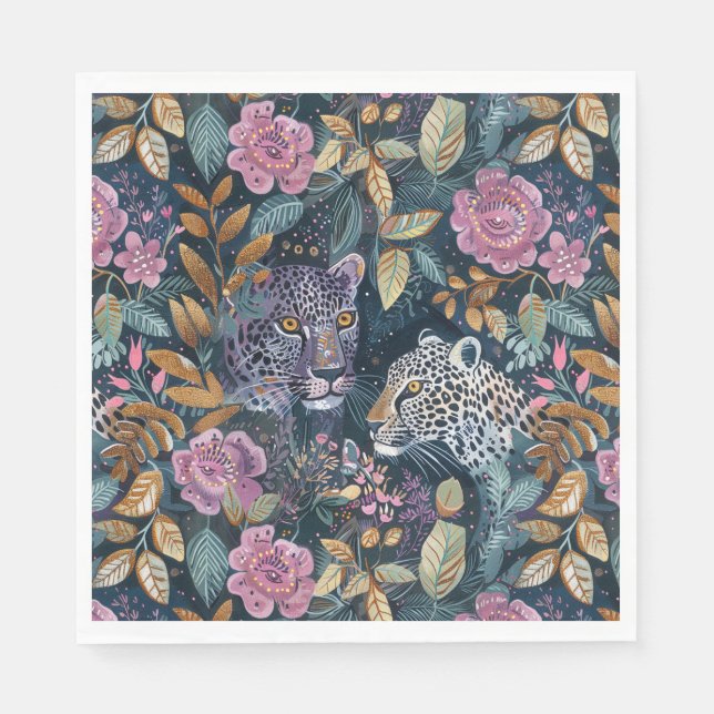 Servilleta De Papel Moda Leopard floral (Anverso)