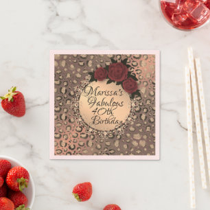 Servilleta De Papel Moda Leopard Rosa Fabulous 40th Birthday