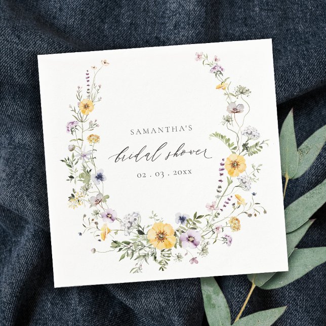 Servilleta De Papel Moda Lilac amarillo Flor salvaje Wreath Bridal Sho (Subido por el creador)