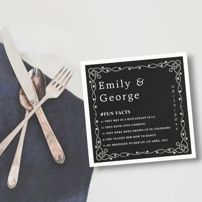 Servilleta De Papel Moda Mínima Boda Floral Moderno Blanco Y Negro (Subido por el creador)