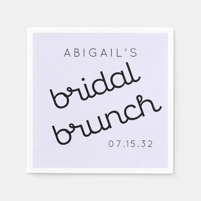 Servilleta De Papel Moda Mínima Lavanda Mod Script Brunch Placa de pap (Anverso)