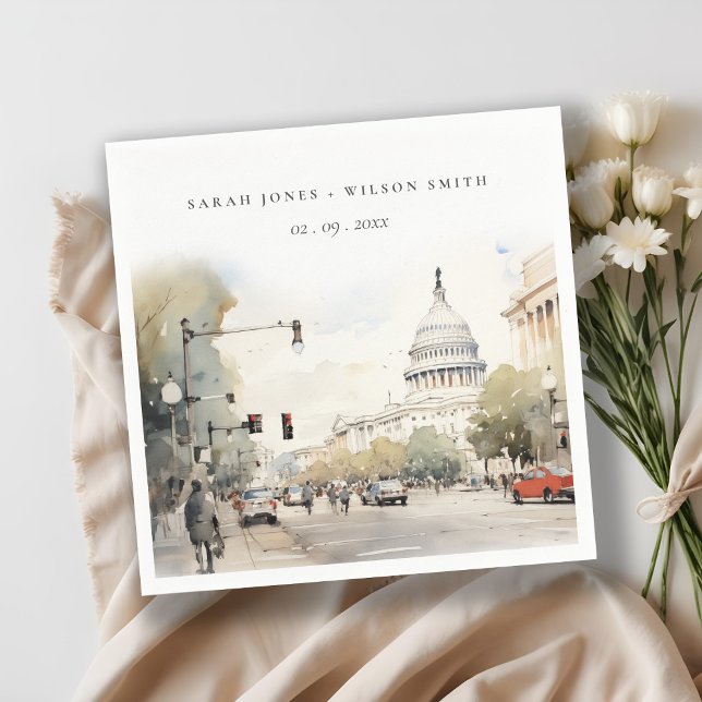 Servilleta De Papel Moda Mínima Washington DC, Boda de acuarela de EE. (Subido por el creador)