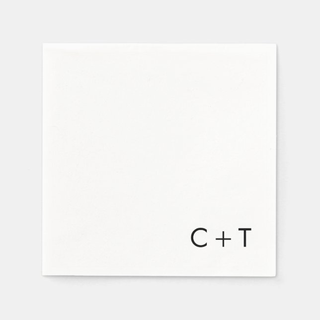 Servilleta De Papel Moda Mínimo Moderno Más Rótulo Monograma Boda (Anverso)