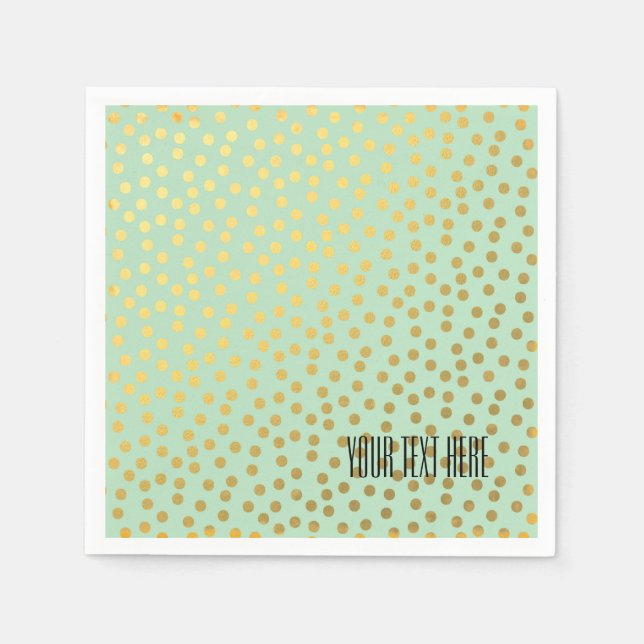 Servilleta De Papel Moda Mint Gold Confetti Dots (Anverso)