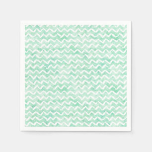 Servilleta De Papel Moda Mint Watercolor Chevron Stripes
