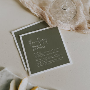 Servilleta De Papel Moda moderna Olive Green Fact Boda