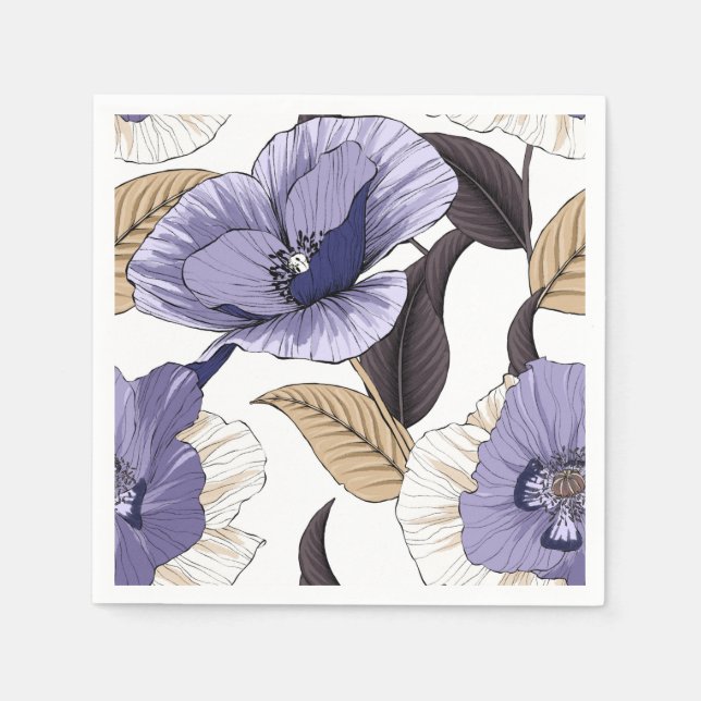 Servilleta De Papel Moda morado frilly adormidera tan hojas vajilla (Anverso)