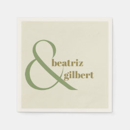 Servilleta De Papel Moda Moss y Olive Green Boda Monograma