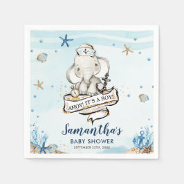 Servilleta De Papel Moda Nautical Cute Elephant Boy Baby Shower