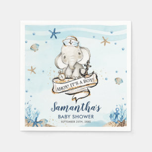 Servilleta De Papel Moda Nautical Cute Elephant Boy Baby Shower