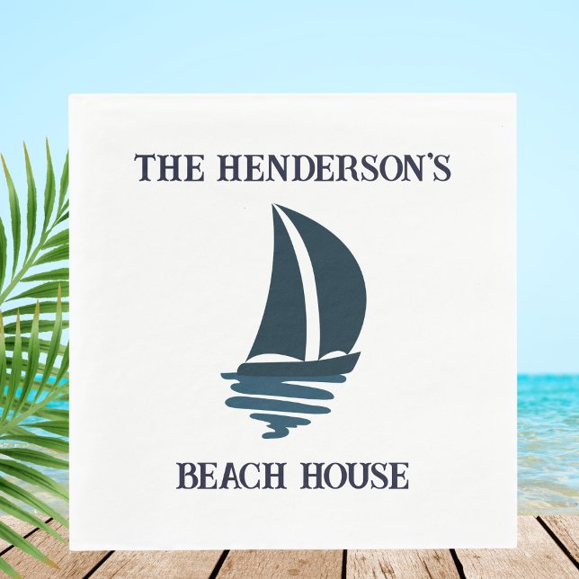 Servilleta De Papel Moda Navy Blue Yacht Familia Nombre Beach House (Subido por el creador)