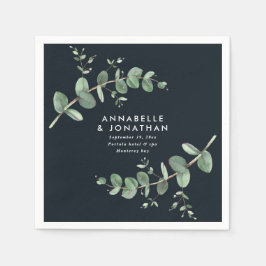 Servilleta De Papel Moda negra elegante boda del follaje eucalipto