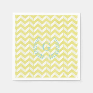 Servilleta De Papel Moda Pastel Amarillo Personalizado Chevron Verde a