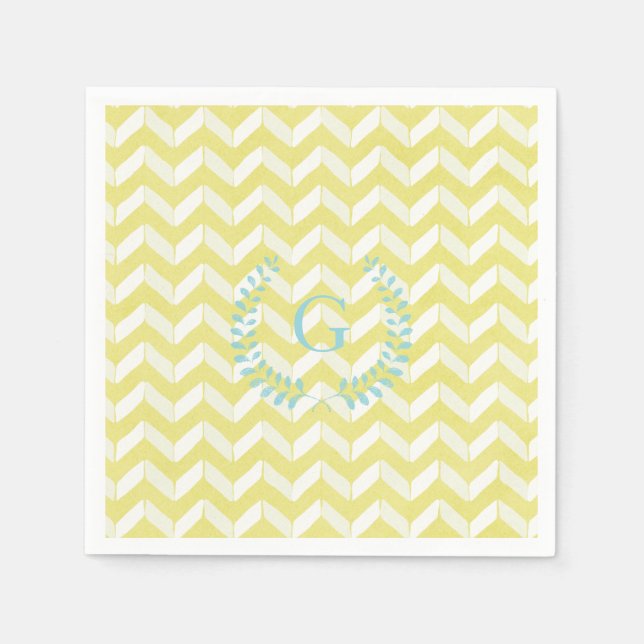 Servilleta De Papel Moda Pastel Amarillo Personalizado Chevron Verde a (Anverso)