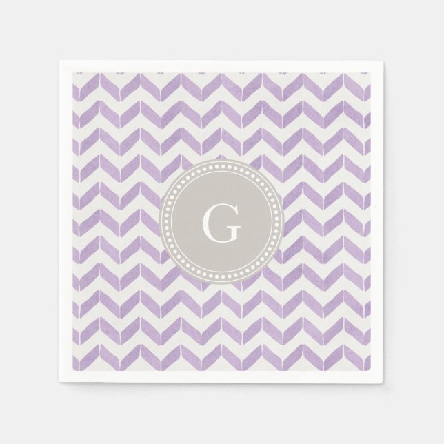 Servilleta De Papel Moda Pastel gris púrpura Chevron Personalizado Mon (Anverso)