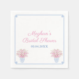 Servilleta De Papel Moda Preppy Ducha De Novias Azul Y Rosa