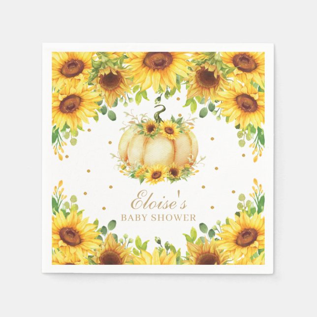Servilleta De Papel Moda Pumpkin Sunflower Birthday Party Baby Shower (Anverso)