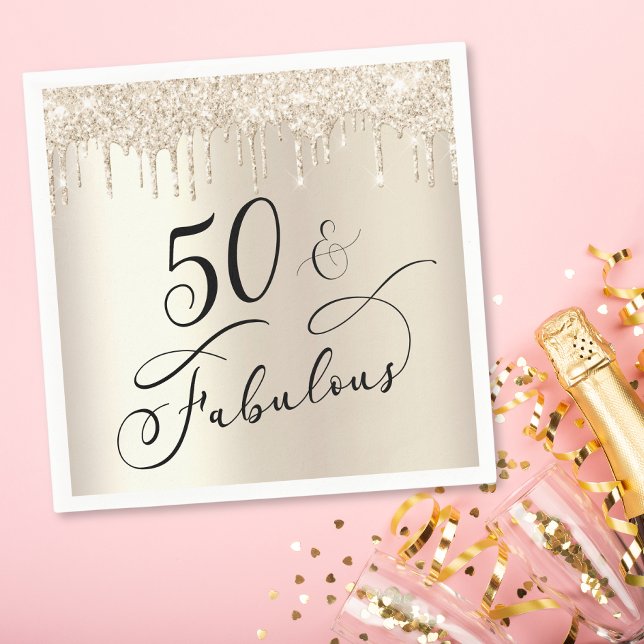 Servilleta De Papel Moda Purpurina de Oro 50 cumpleaños (Subido por el creador)