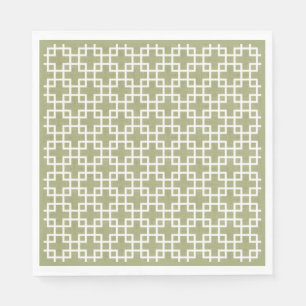 Servilleta De Papel Moda Retro Blanco Cuadrado Patrón En Verde Olivo
