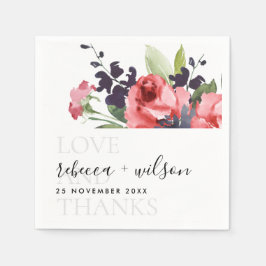 SERVILLETA DE PAPEL MODA ROJO ROSE PEONY AMOR FLORAL Y GRACIAS BODA