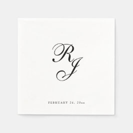 Servilleta De Papel Moda Ropa Boda Monograma Blanco y Negro