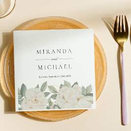 Servilleta De Papel MODA ROSAS BLANCAS FLORES Monograma Botánico